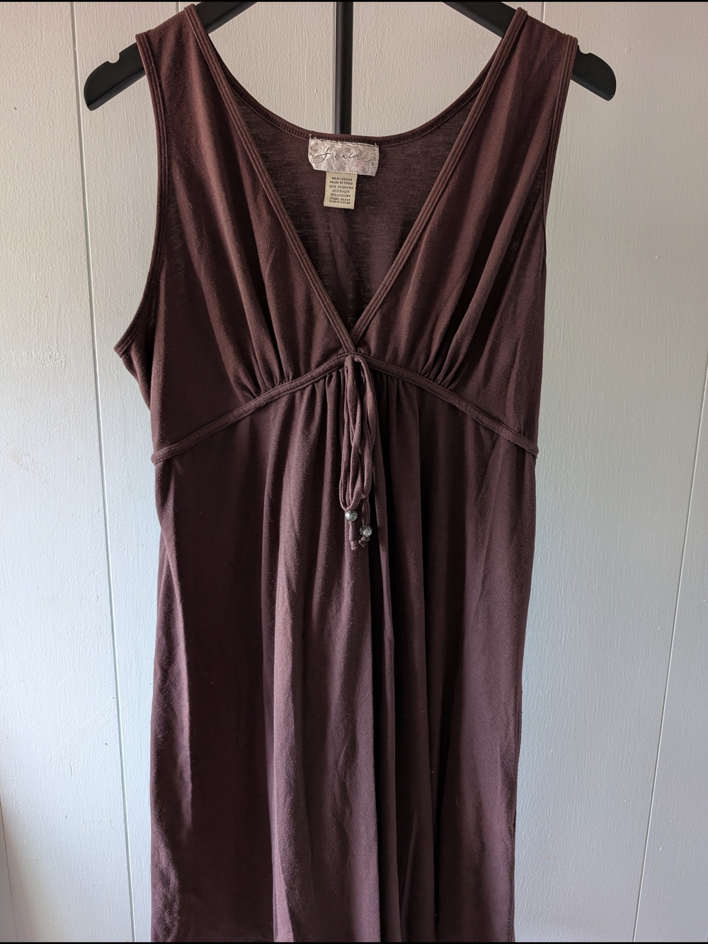 Vintage Y2K Sleeveless V-Neck Tie-Front Short Dress - Brown